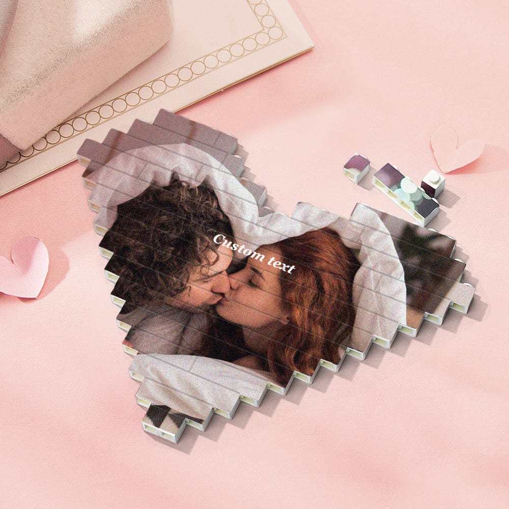 Custom Building Brick Photo Block Personalised Heart Shaped Brick Puzzles Christmas Gifts - Giftlab