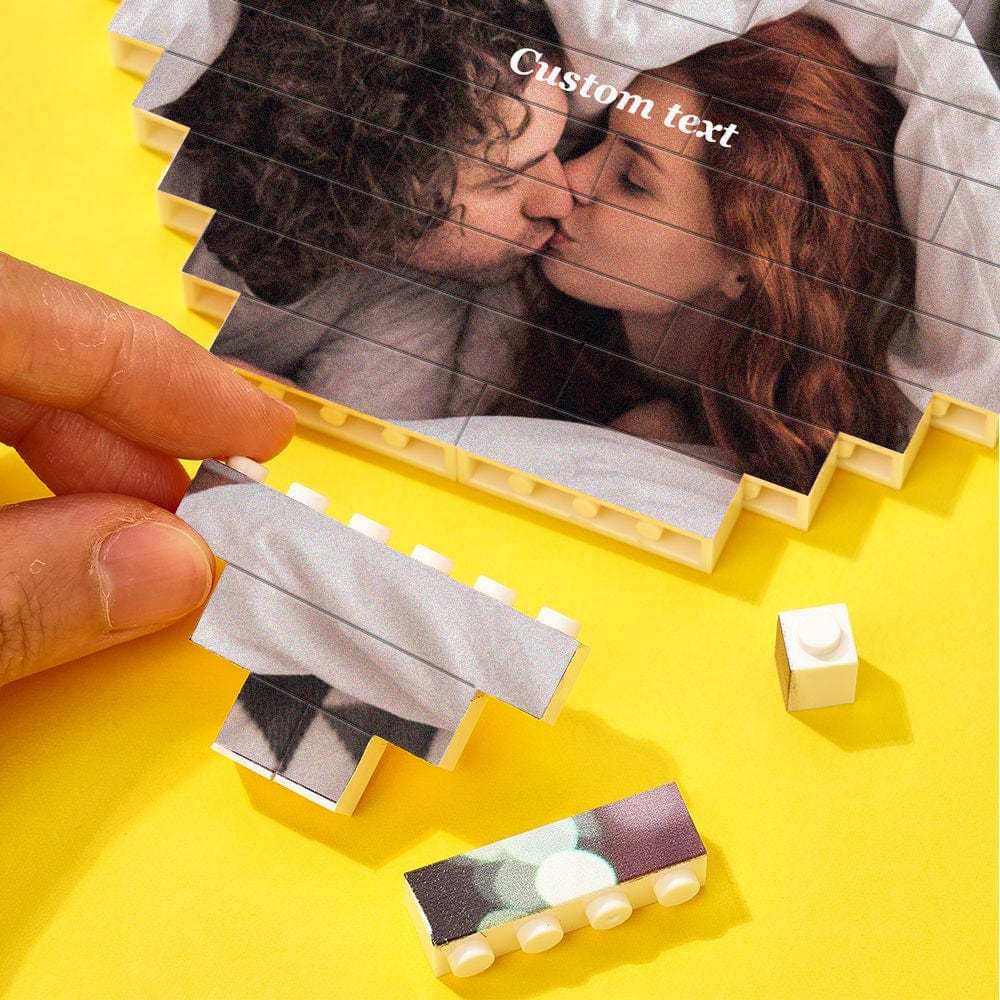 Custom Building Brick Photo Block Personalised Heart Shaped Brick Puzzles Christmas Gifts - Giftlab