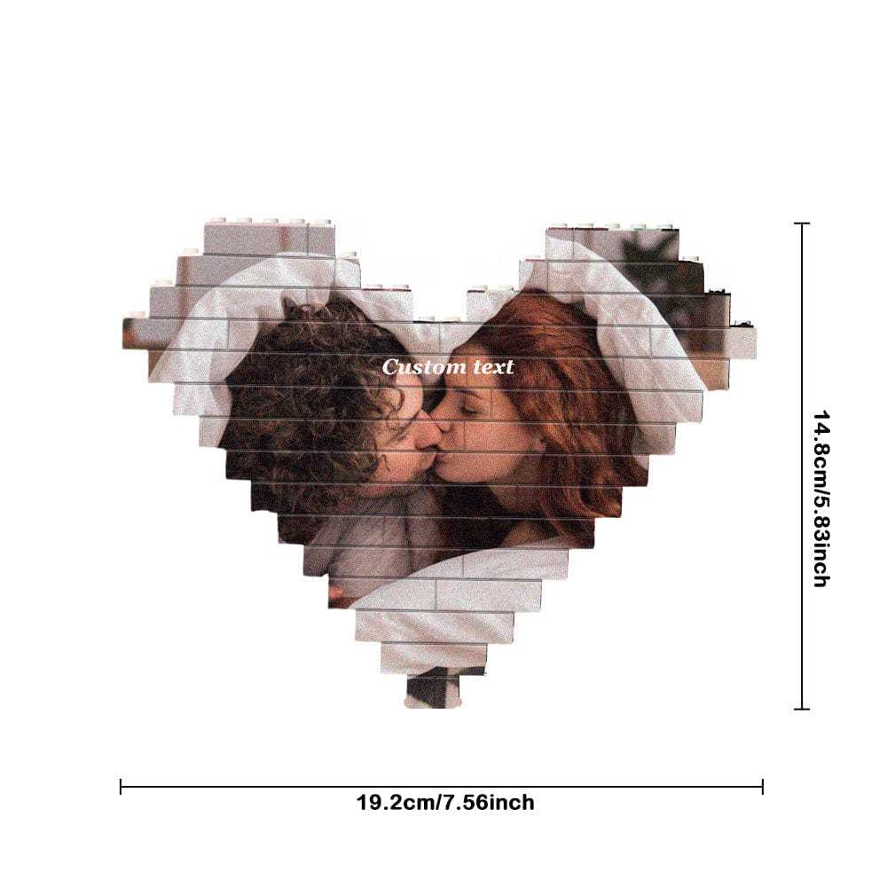 Custom Building Brick Photo Block Personalised Heart Shaped Brick Puzzles Christmas Gifts - Giftlab