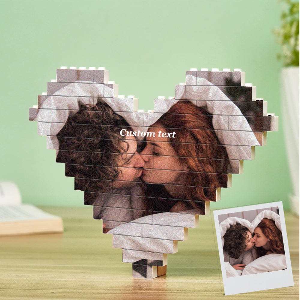 Custom Building Brick Photo Block Personalised Heart Shaped Brick Puzzles Christmas Gifts - Giftlab