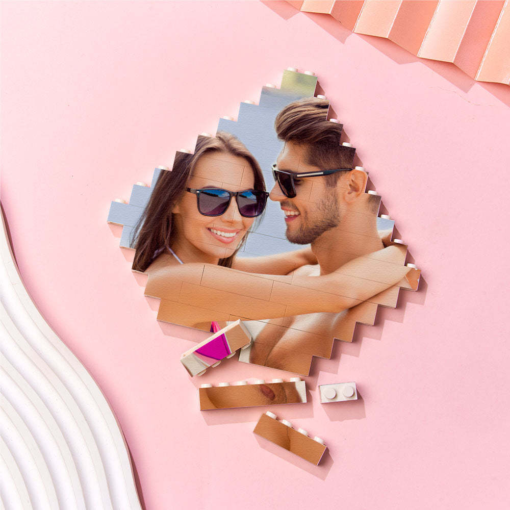 Custom Building Block Puzzle Personalized Photo Brick Lozenge Shape for Pet Lover - GiftLab