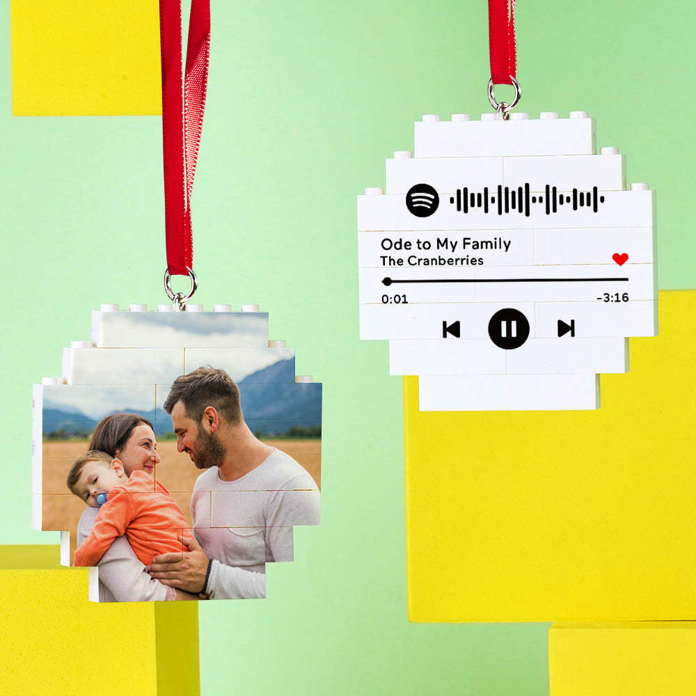 Custom Building Block Puzzle Personalized Photo Brick Octagon Shape Christmas Ornament for Lover - GiftLab