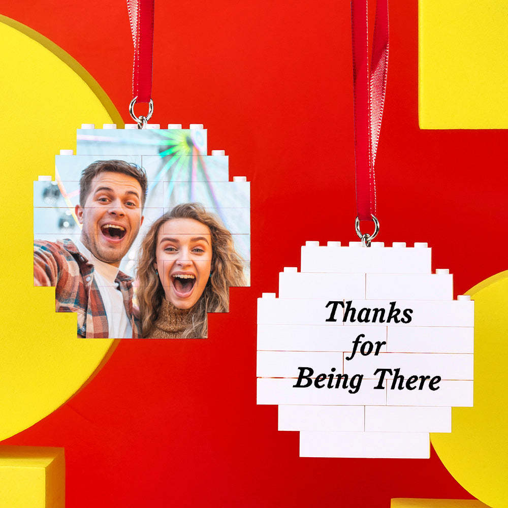 Custom Building Block Puzzle Personalized Photo Brick Octagon Shape Christmas Ornament for Lover - GiftLab