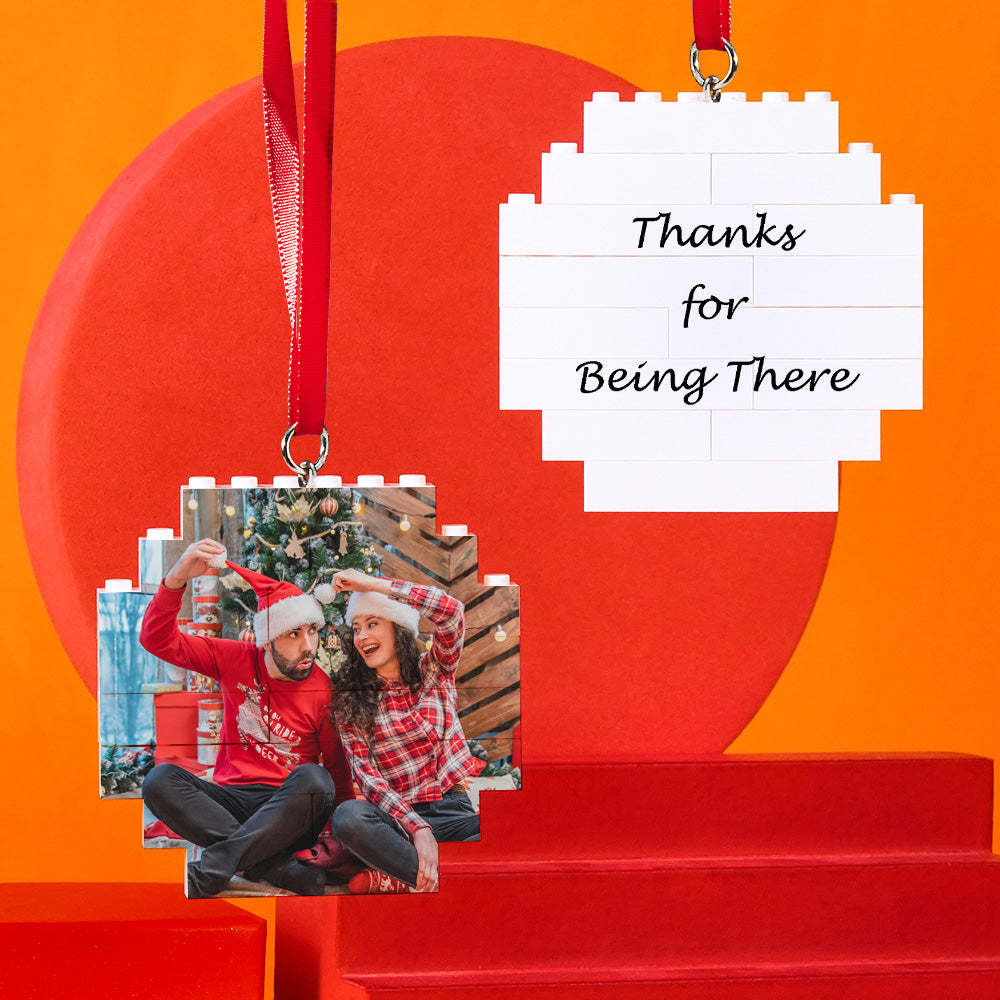 Custom Building Block Puzzle Personalized Photo Brick Octagon Shape Christmas Ornament for Lover - GiftLab