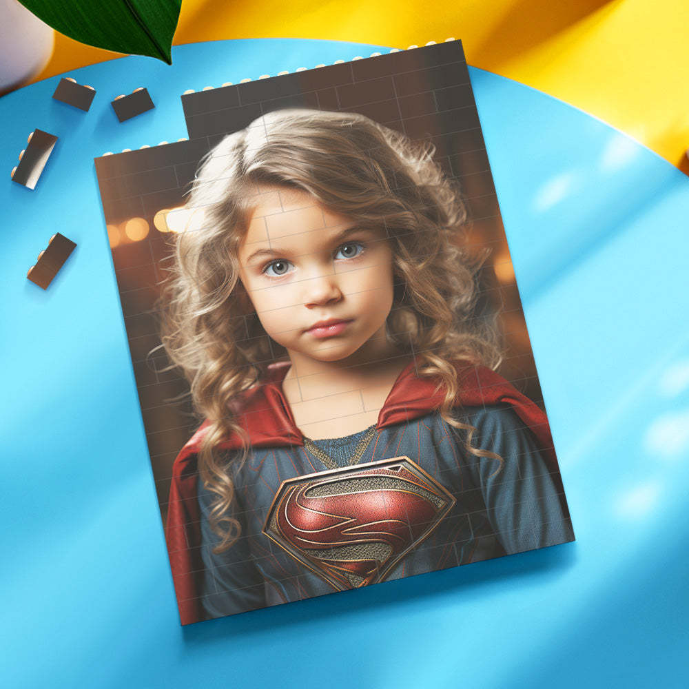 Personalized Brick Rectangle Building Photo Block Custom Face Superwoman Frame - GiftLab