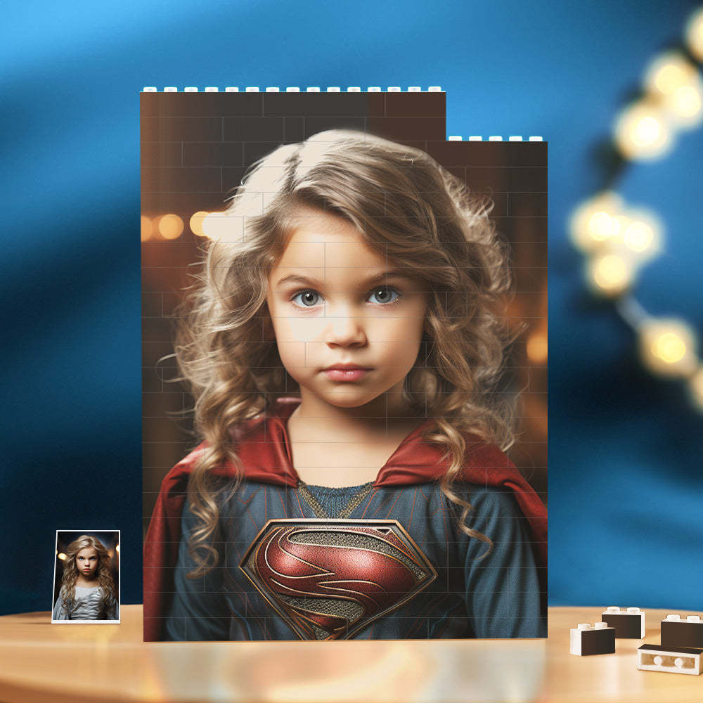 Personalized Brick Rectangle Building Photo Block Custom Face Superwoman Frame - GiftLab