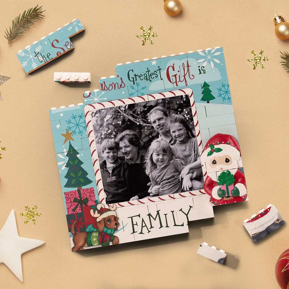 Custom Building Block Puzzle Square Family Photo Brick Retro Style Christmas Gifts - Giftlab