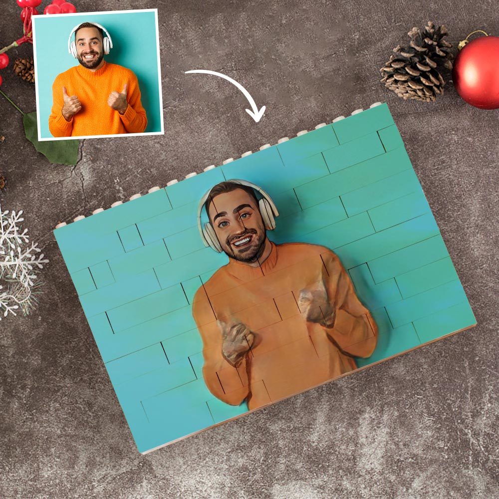 Custom Building Block Puzzle Personalized Cartoon Photo Brick Horizontal Toy Christmas Gifts - GiftLab