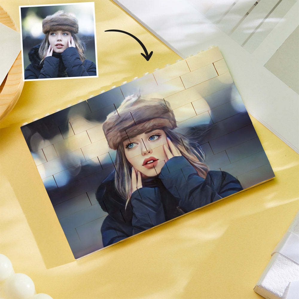 Custom Building Block Puzzle Personalized Cartoon Photo Brick Horizontal Toy Christmas Gifts - GiftLab