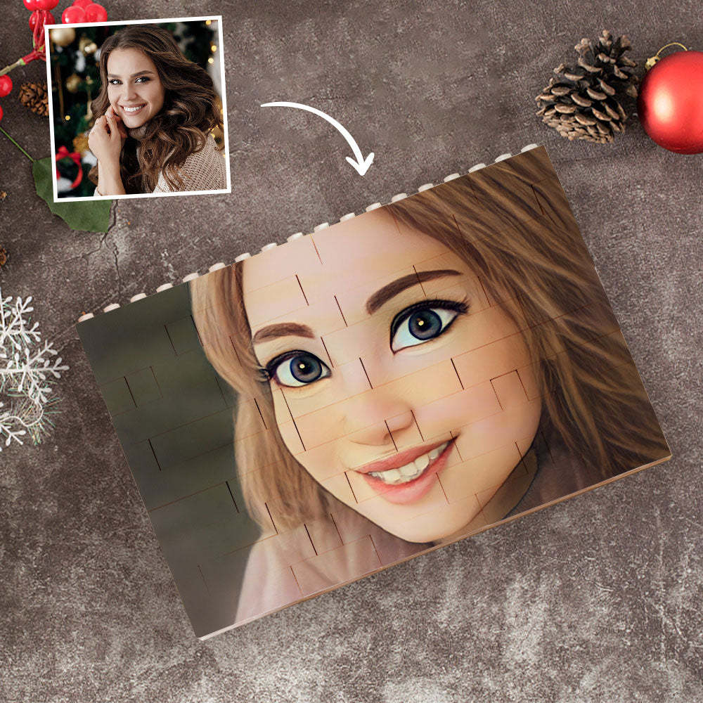 Custom Building Block Puzzle Personalized Cartoon Avatar Brick Horizontal Toy Christmas Gifts - GiftLab