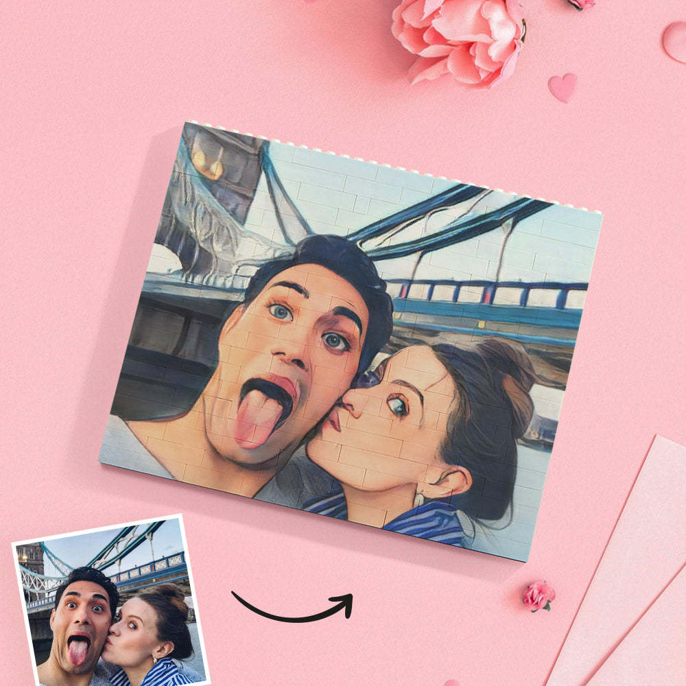 Custom Building Block Puzzle Personalized Cartoon Photo Brick Horizontal Toy Christmas Gifts - GiftLab