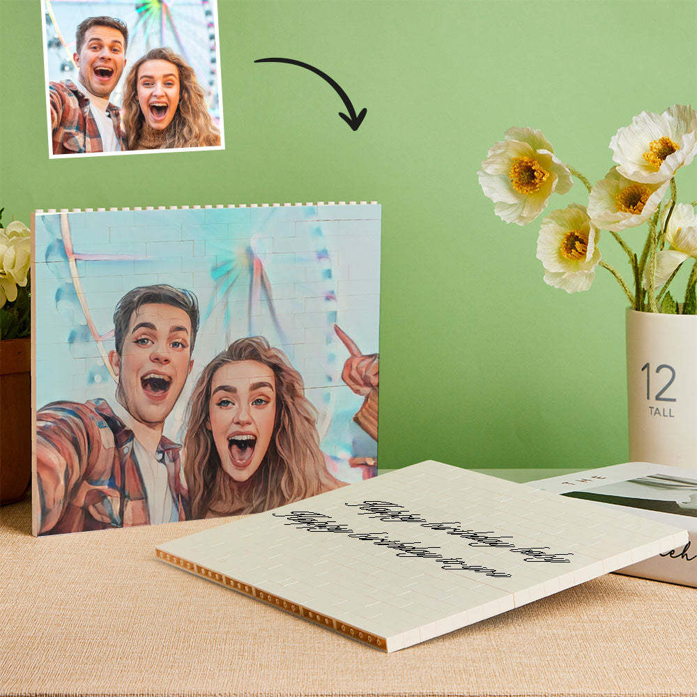 Custom Building Block Puzzle Personalized Cartoon Photo Brick Horizontal Toy Christmas Gifts - GiftLab