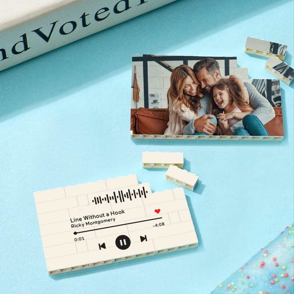 Personalized Music Code Custom Building Brick Photo Block Frame - Giftlab