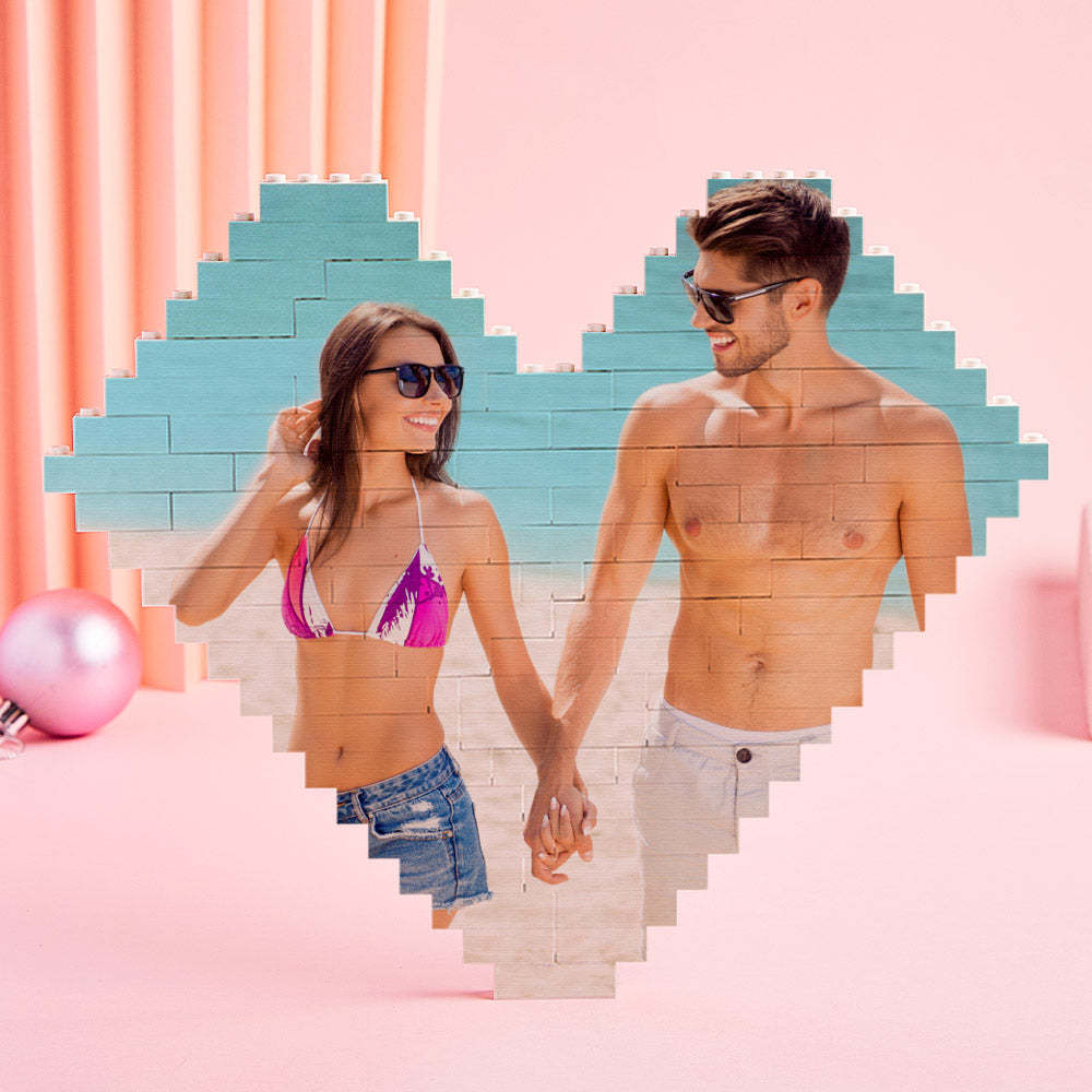 Custom Music Code Building Brick Personalized Photo Block Heart Shape - Mycustombrickheadz