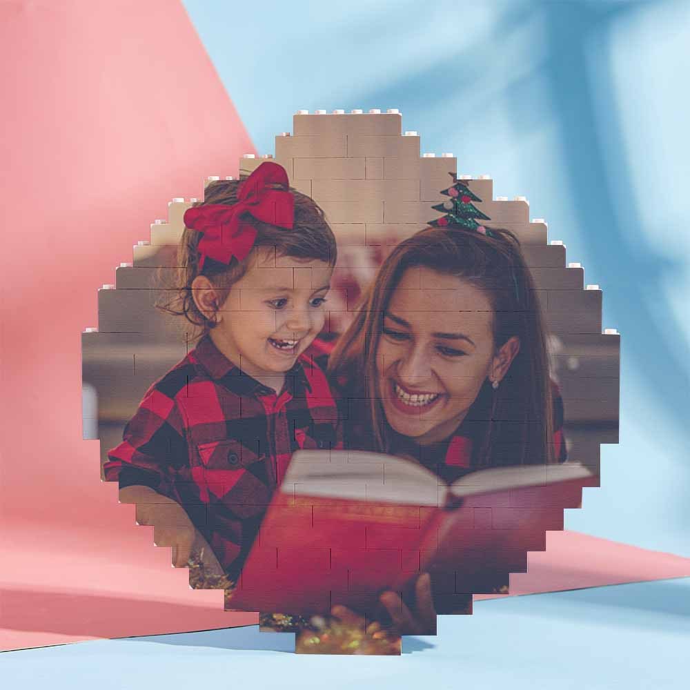 Custom Music Code Personalized Brick Round Building Photo Block Frame - Mycustombrickheadz