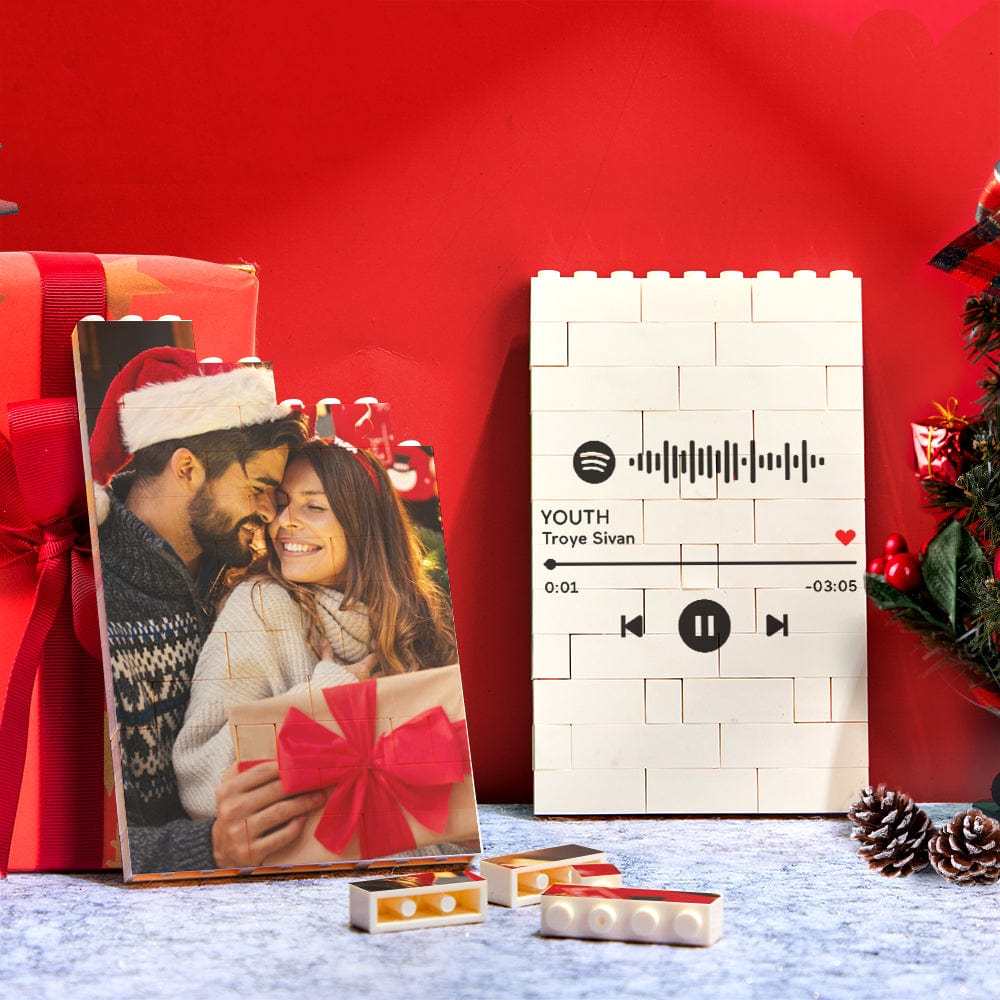 Christmas Gifts Personalized Brick Rectangle Building Photo Block Spotify Code Custom Text Frame - Giftlab