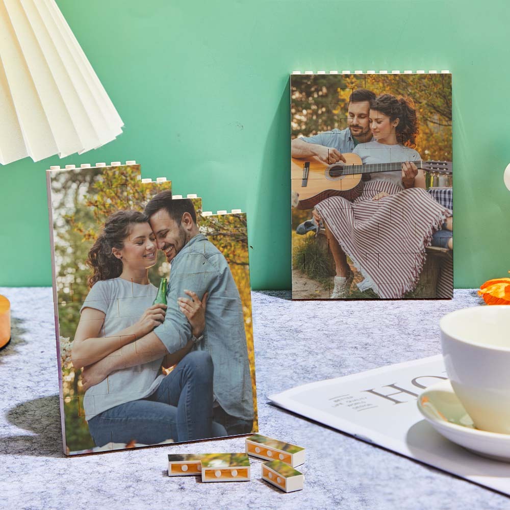 Personalized Brick Rectangle Building Photo Block Music Code Custom Text Frame - Mycustombrickheadz