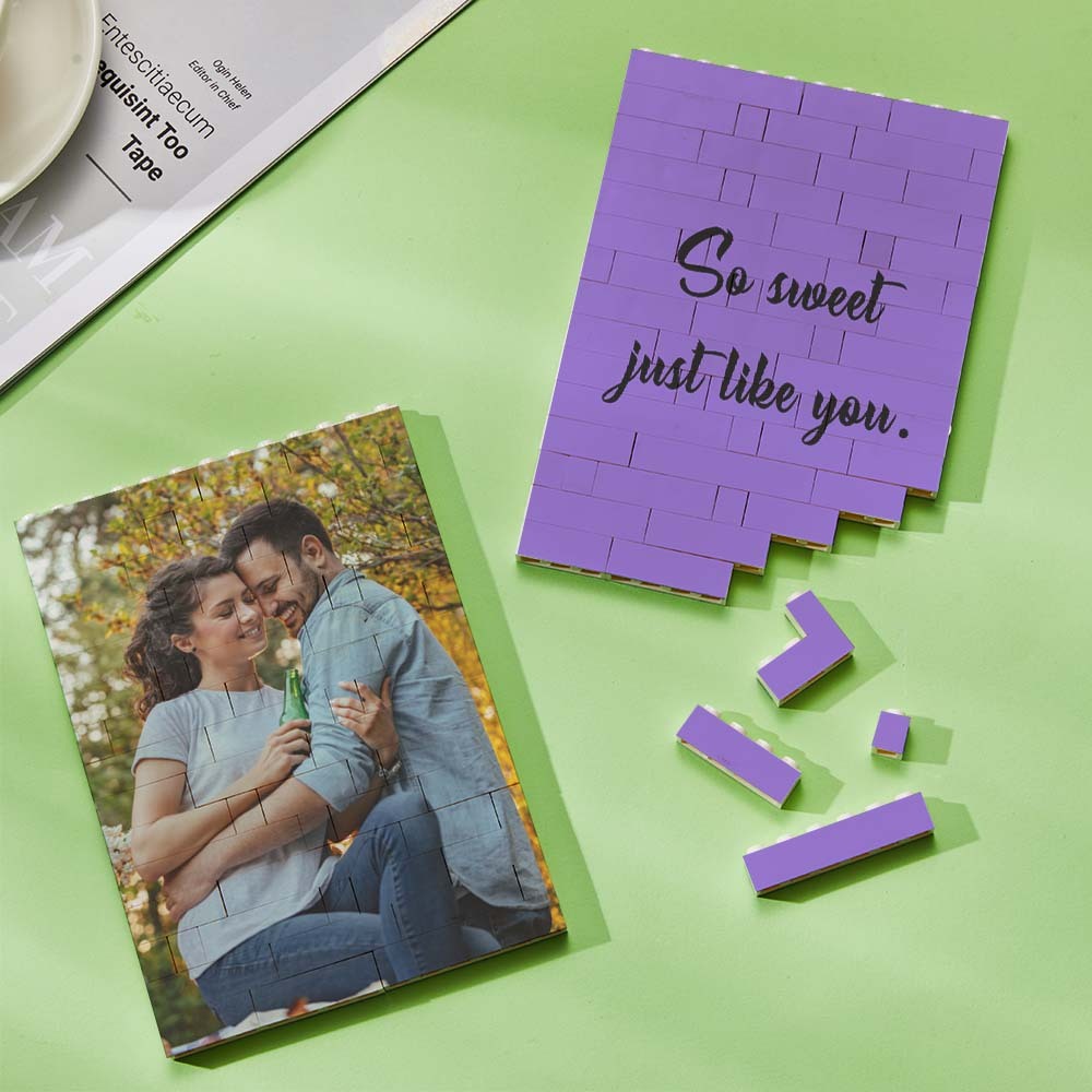Personalized Brick Rectangle Building Photo Block Music Code Custom Text Frame - Mycustombrickheadz