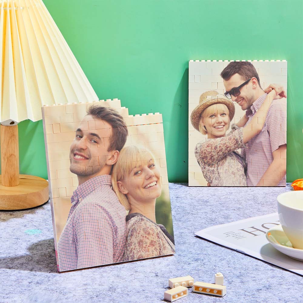 Personalized Brick Rectangle Building Photo Block Music Code Custom Text Frame - Mycustombrickheadz
