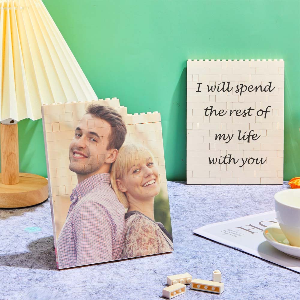 Personalized Brick Rectangle Building Photo Block Music Code Custom Text Frame - Mycustombrickheadz