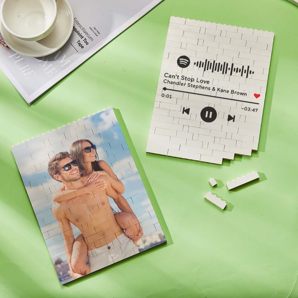 Christmas Gifts Personalized Brick Rectangle Building Photo Block Spotify Code Custom Text Frame - Giftlab