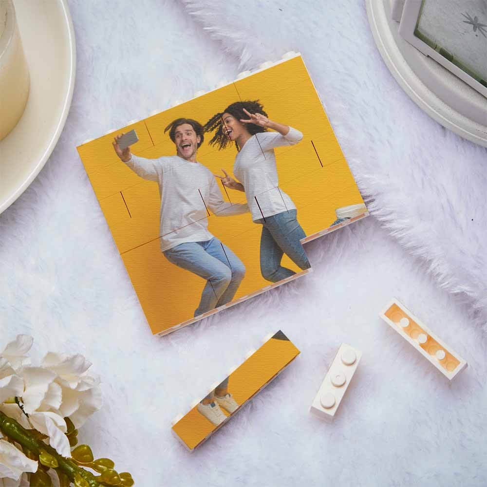 Personalized Building Brick Square Photo Block Music Code Custom Text Frame - Mycustombrickheadz