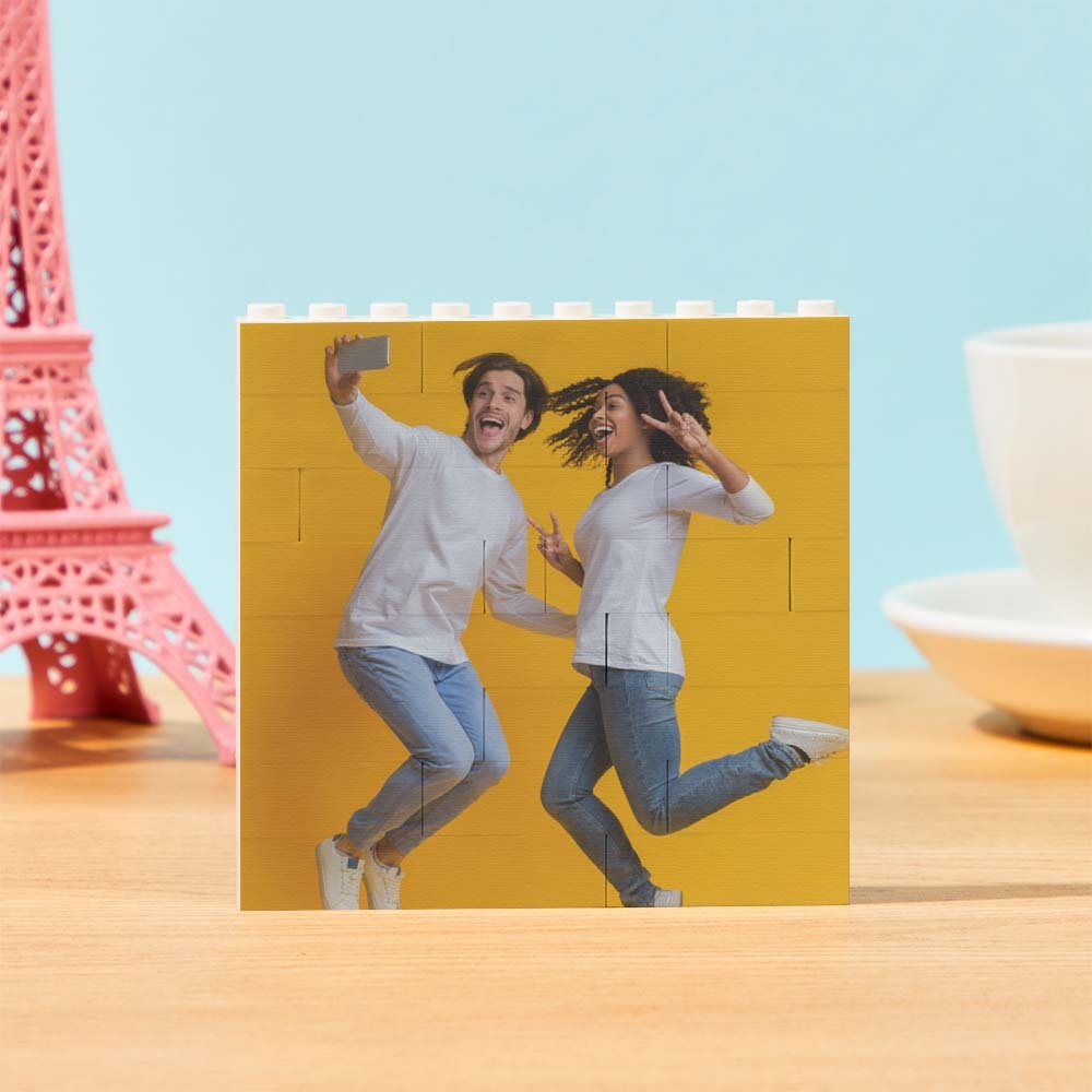 Personalized Building Brick Square Photo Block Music Code Custom Text Frame - Mycustombrickheadz