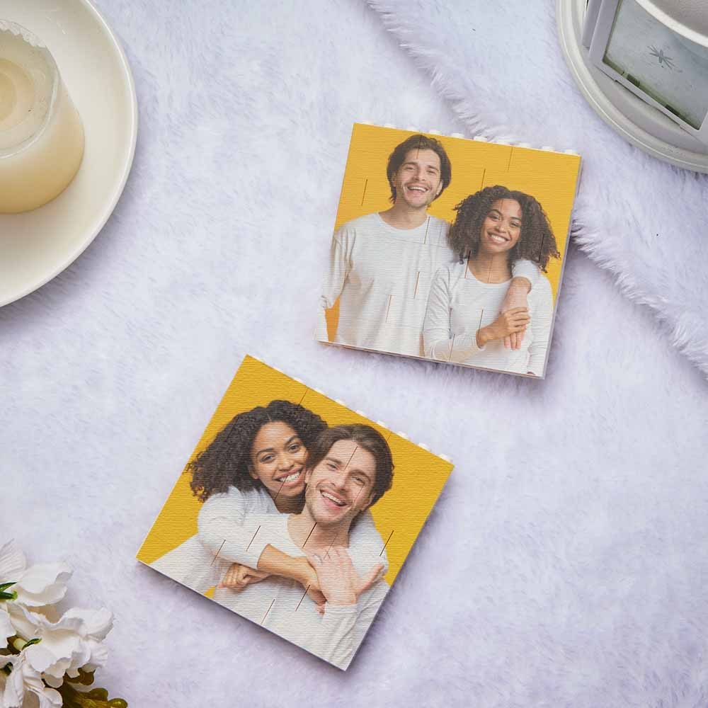 Personalized Building Brick Square Photo Block Music Code Custom Text Frame - Mycustombrickheadz