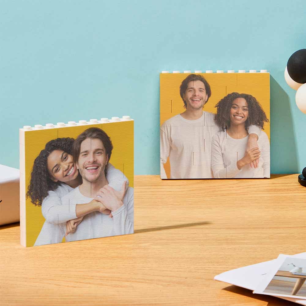 Personalized Building Brick Square Photo Block Music Code Custom Text Frame - Mycustombrickheadz