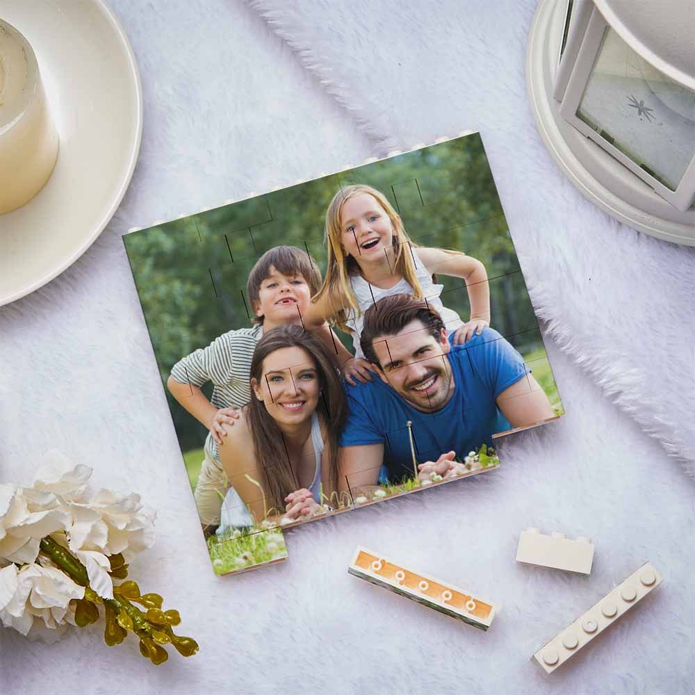 Personalized Building Brick Square Photo Block Music Code Custom Text Frame - Mycustombrickheadz