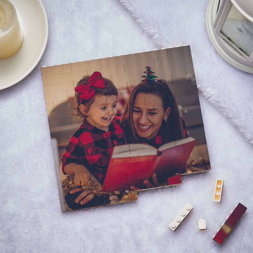 Personalized Building Brick Square Photo Block Music Code Custom Text Frame - Mycustombrickheadz