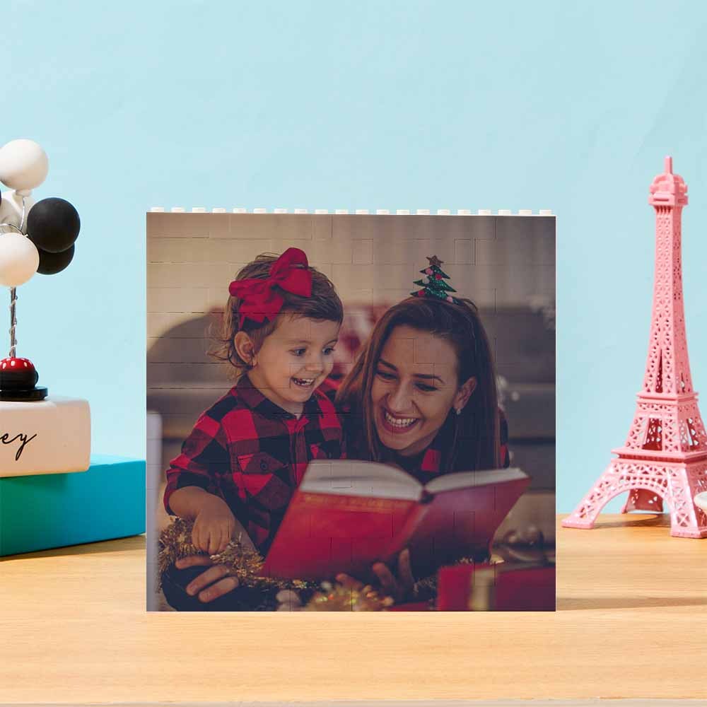 Personalized Building Brick Square Photo Block Music Code Custom Text Frame - Mycustombrickheadz