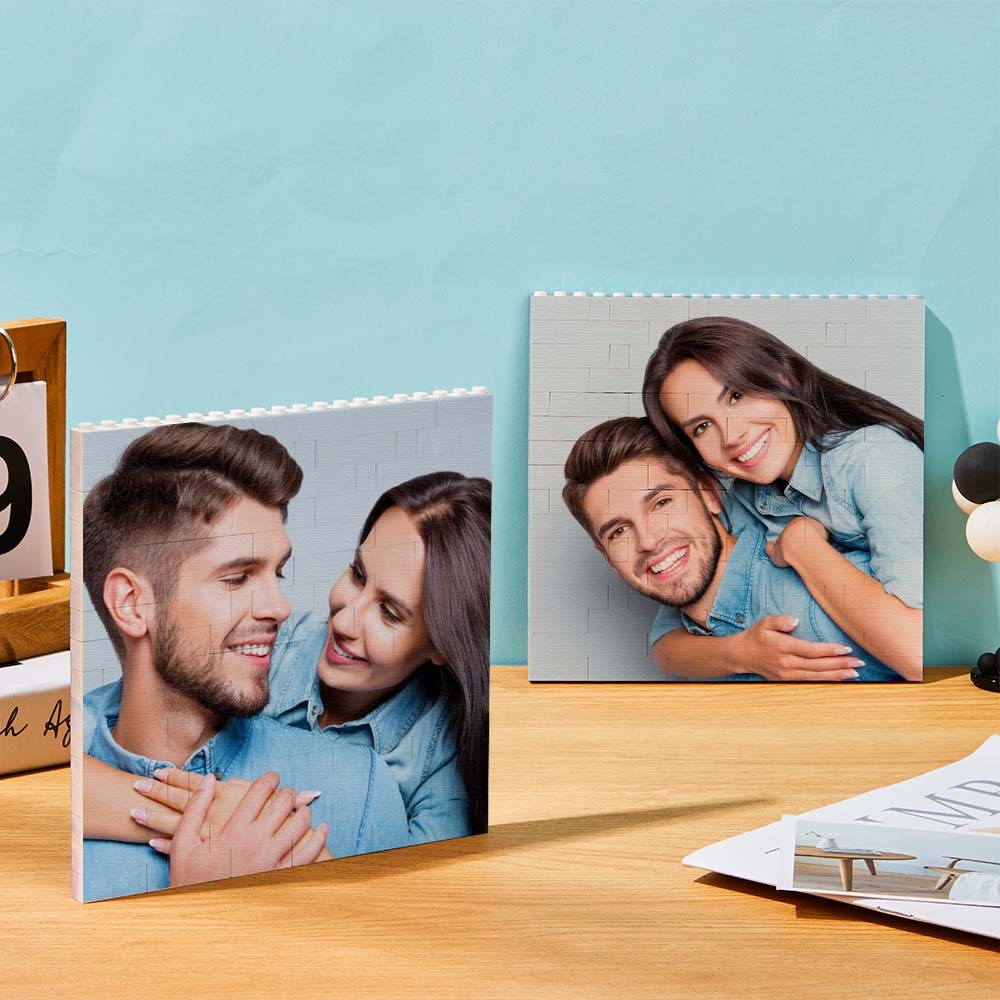 Personalized Building Brick Square Photo Block Music Code Custom Text Frame - Mycustombrickheadz