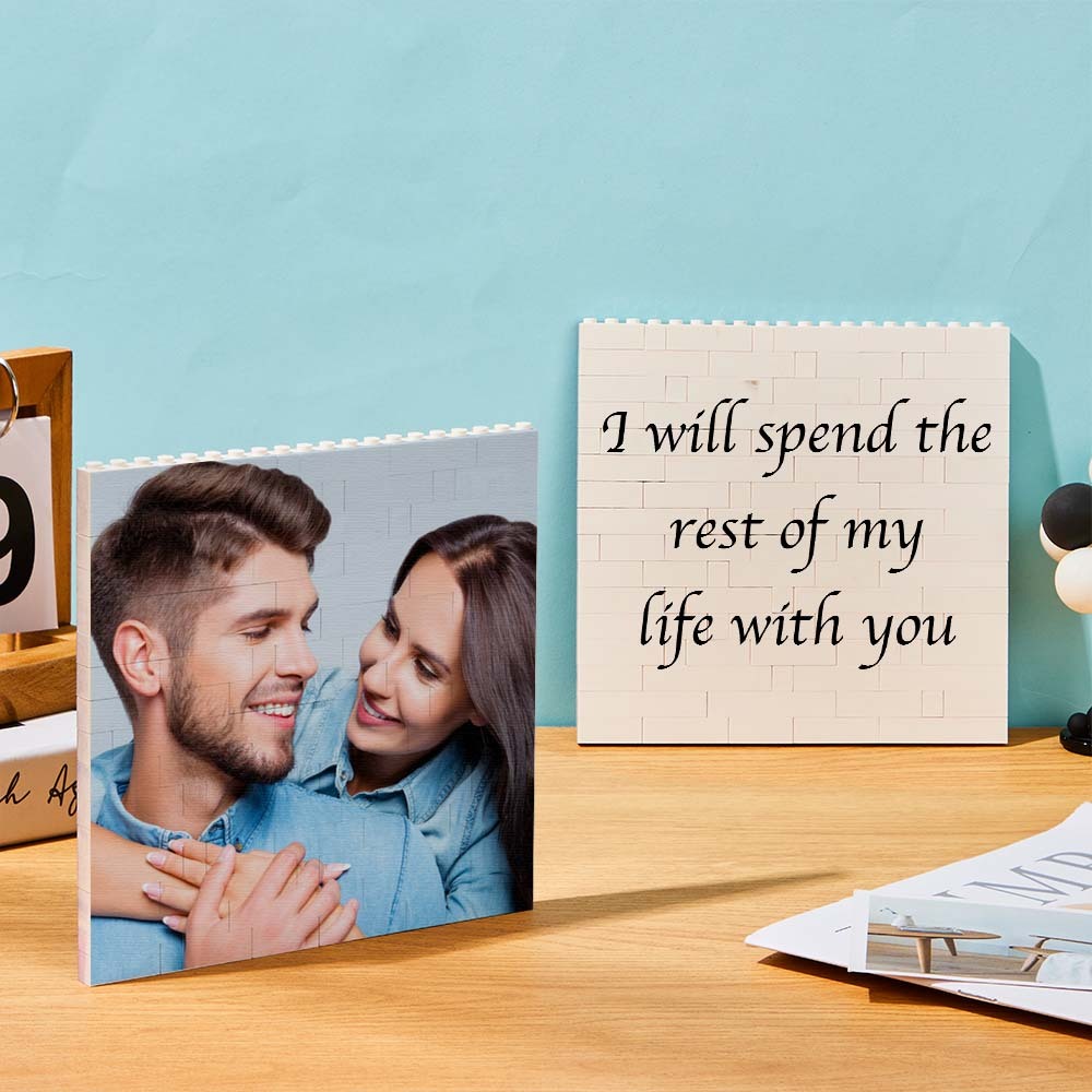 Personalized Building Brick Square Photo Block Music Code Custom Text Frame - Mycustombrickheadz