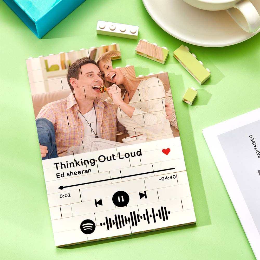 Personalised Photo Building Block Custom Spotify Code Gifts for Him - Giftlab