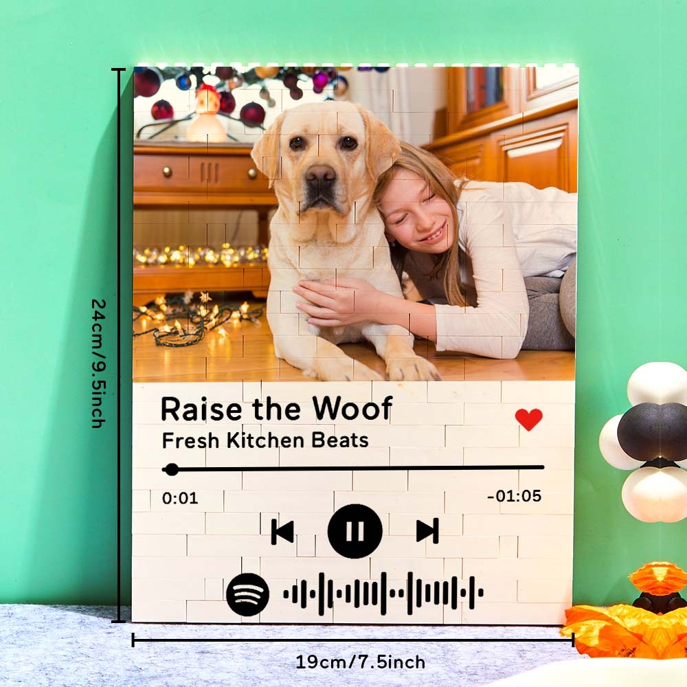 Personalised Photo Building Block Custom Spotify Code Gifts for Him - Giftlab