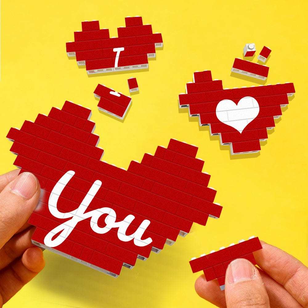 Custom 3PCS Building Brick Puzzles Personalized Heart Shaped Block Gift For Couple - Giftlab