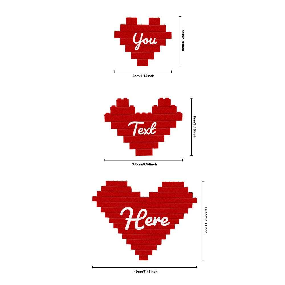 Custom 3PCS Building Brick Puzzles Personalized Heart Shaped Block Gift For Couple - Giftlab