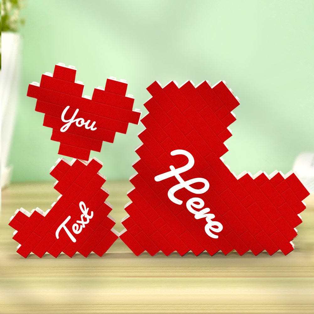 Custom 3PCS Building Brick Puzzles Personalized Heart Shaped Block Gift For Couple - Giftlab