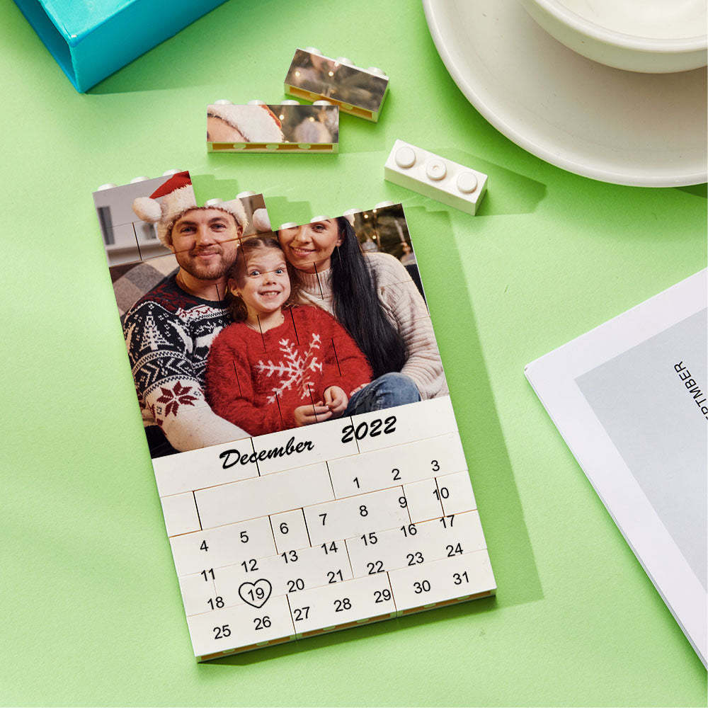 Custom Photo Building Block Puzzle Calendar Important Date Gifts for Him - GiftLab