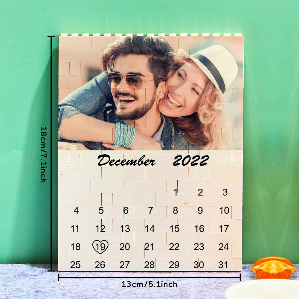 Custom Photo Building Block Puzzle Calendar Important Date Gifts for Him - GiftLab
