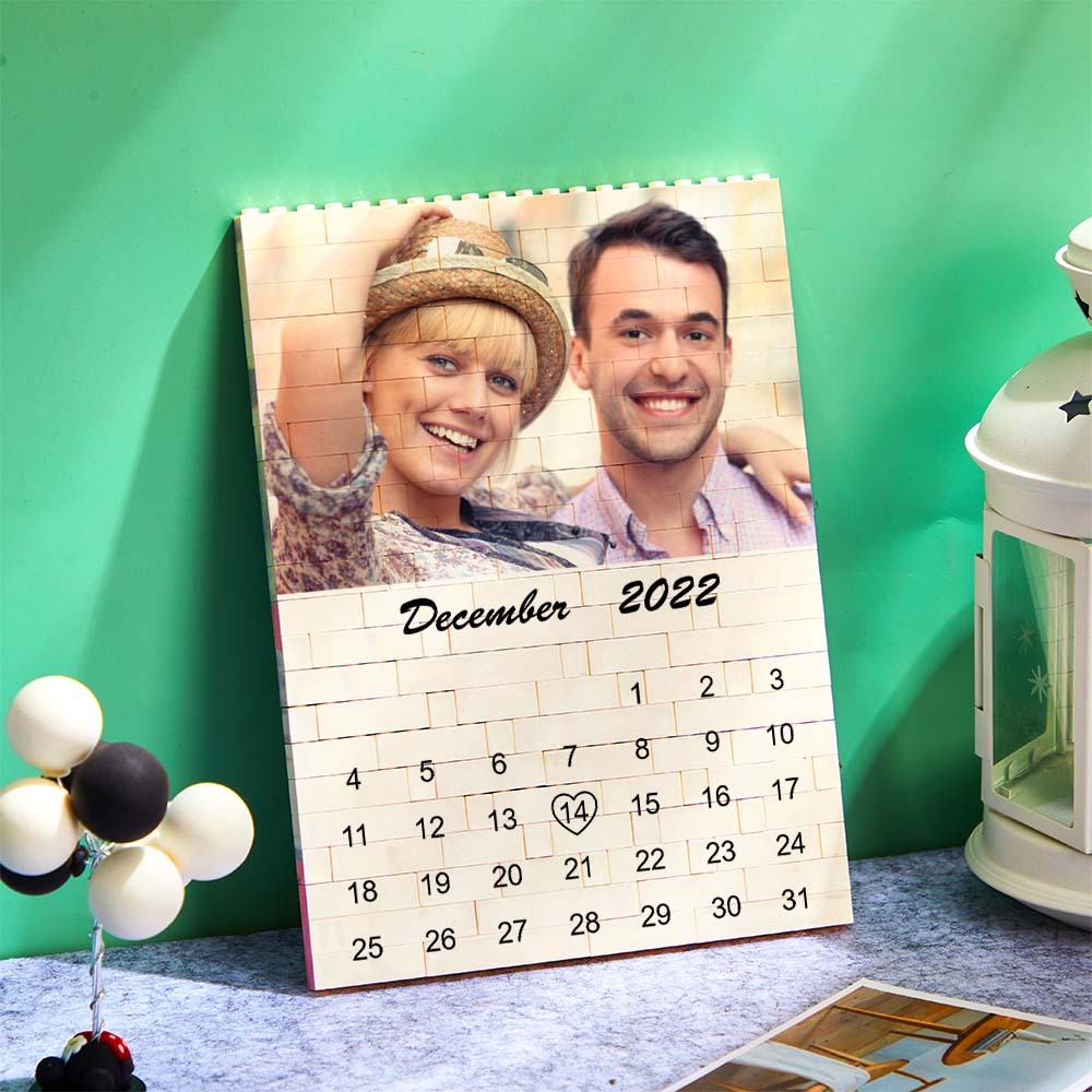 Custom Photo Building Block Puzzle Calendar Important Date Gifts for Him - GiftLab