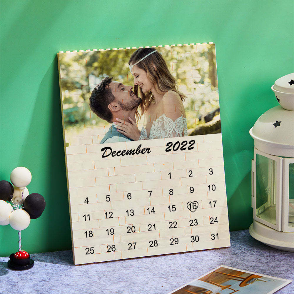 Custom Photo Building Block Puzzle Calendar Important Date Gifts for Him - GiftLab