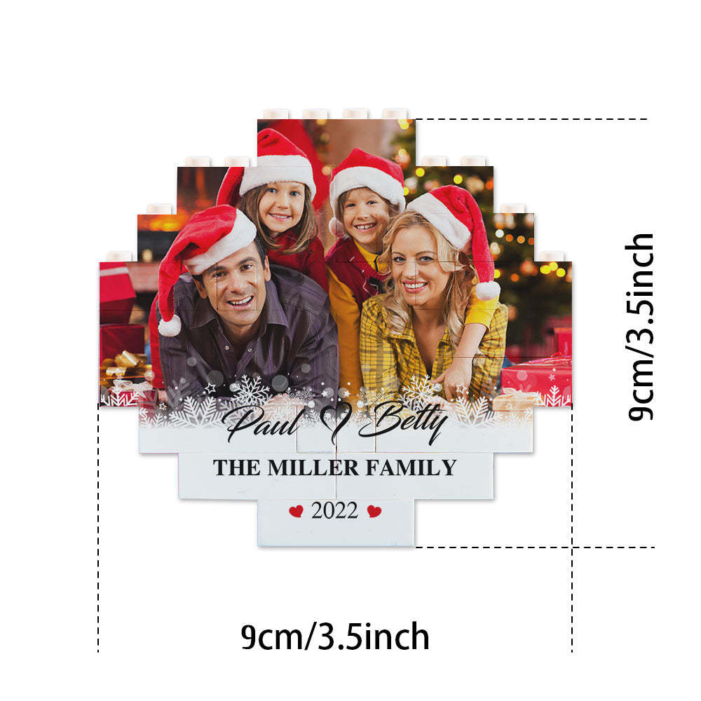 Custom Building Block Puzzle Personalized Photo Brick Names and Year Round Frame - GiftLab