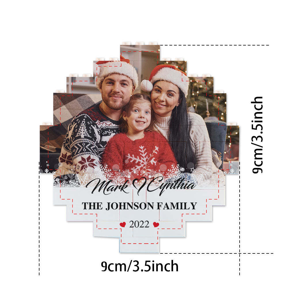 Custom Building Block Puzzle Personalized Photo Brick Names and Year Round Frame - GiftLab