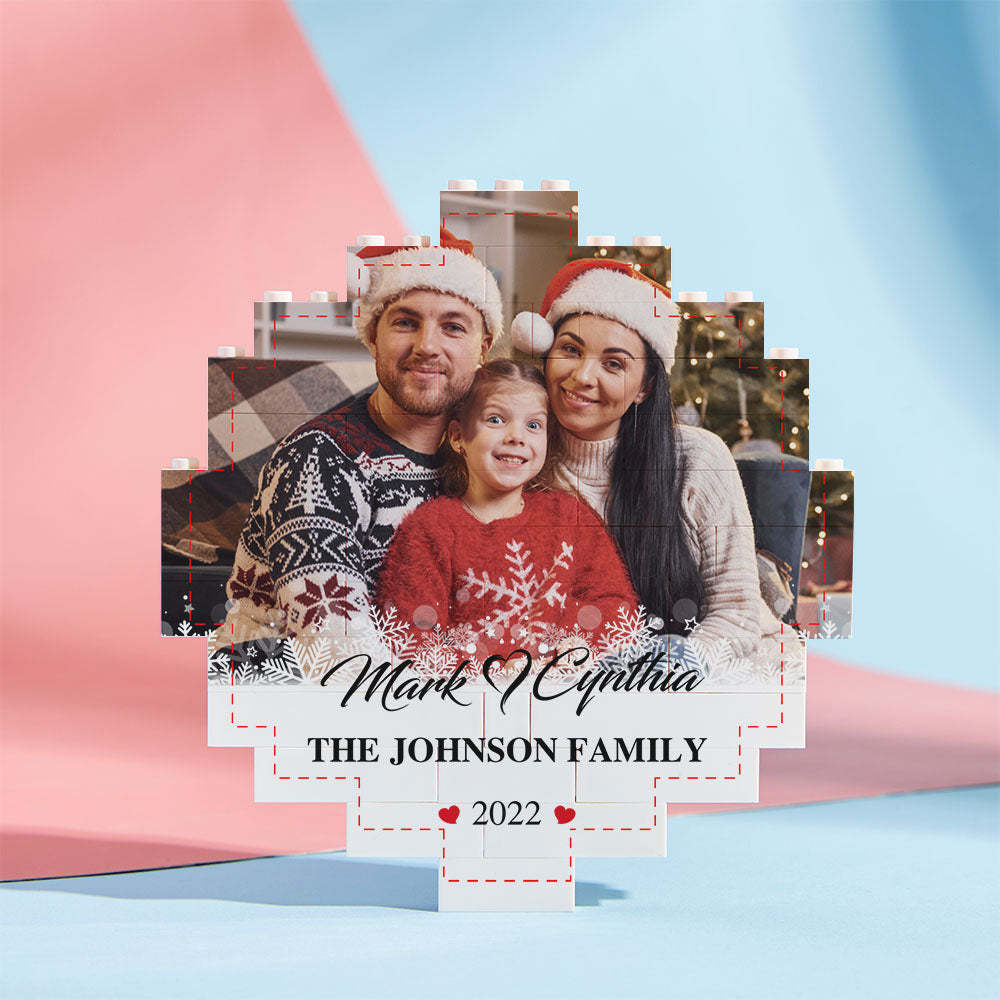 Custom Building Block Puzzle Personalized Photo Brick Names and Year Round Frame - GiftLab