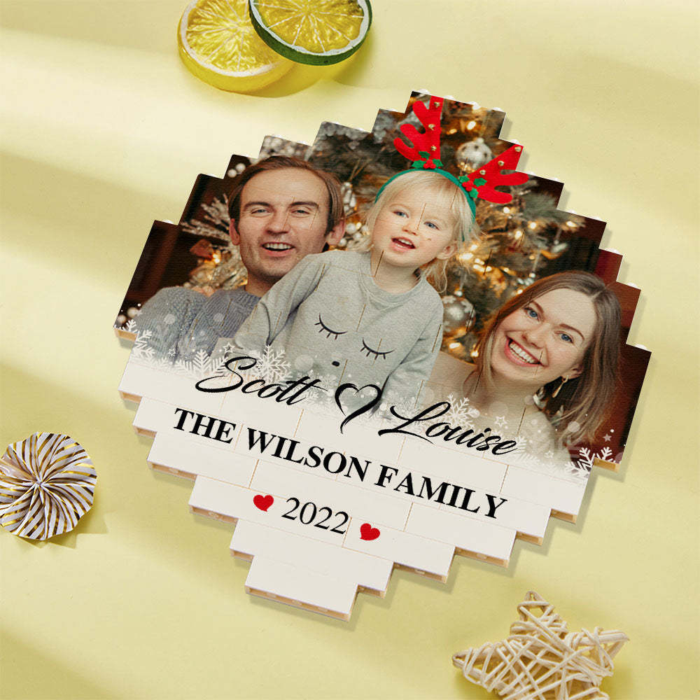 Custom Building Block Puzzle Personalized Photo Brick Names and Year Round Frame - GiftLab