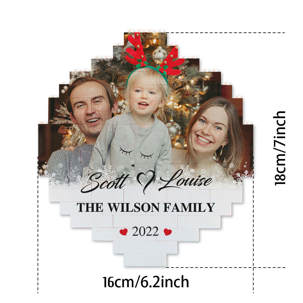 Custom Building Block Puzzle Personalized Photo Brick Names and Year Round Frame - GiftLab