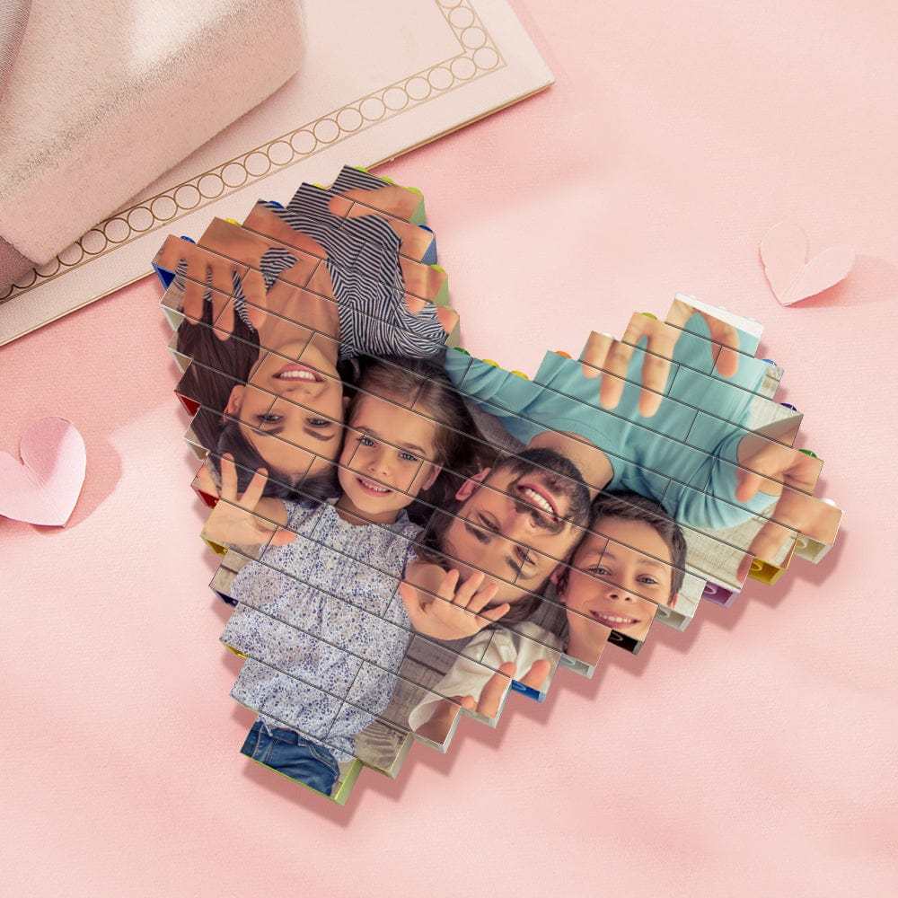 Personalised Heart Shaped Building Brick Custom Photo Block Colors Brick Puzzles Gifts - Giftlab