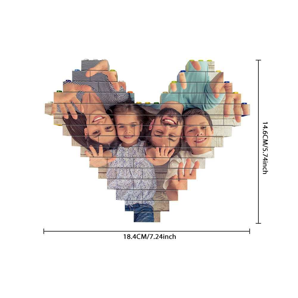 Personalised Heart Shaped Building Brick Custom Photo Block Colors Brick Puzzles Gifts - Giftlab